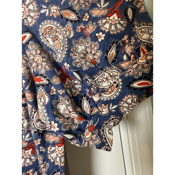 NWT BODEN V Neck Puff Sleeve Paisley Print Jersey Mini Dress 100% Cotton Sz 12P - Picture 4 of 13